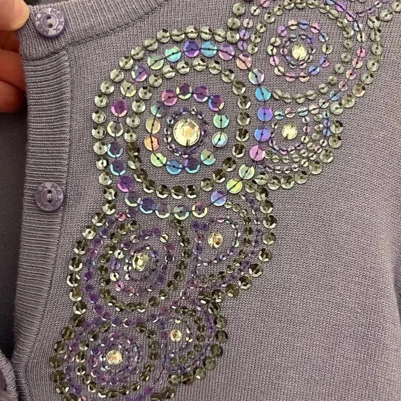 Mexx Purple  Embellished Sequin Cardigan Sweater Top, Sz S - Picture 4 of 7